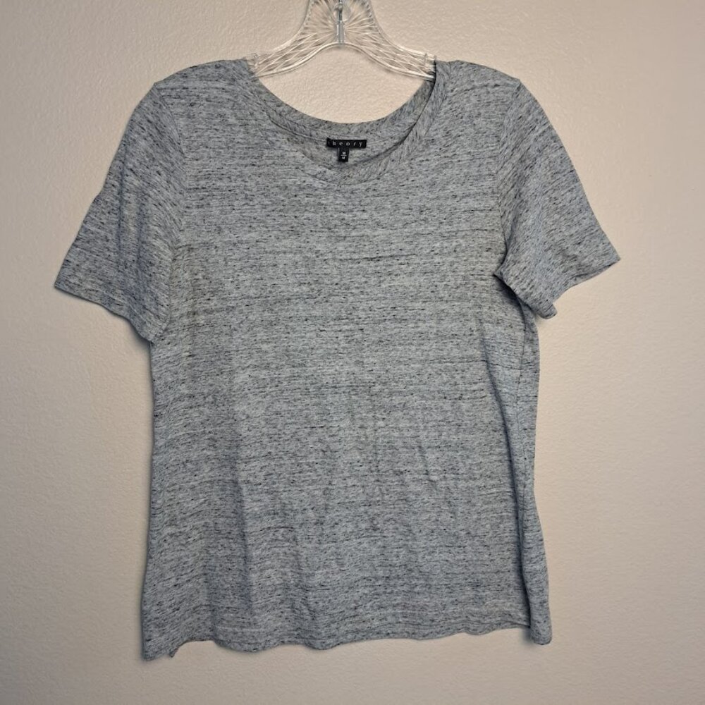 Theory Women's Medium Cottom Wool blend t-shirt grey heathered short sleeve